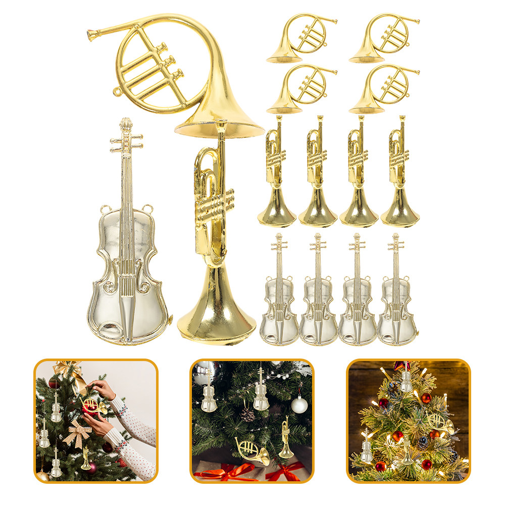 Musical Instrument Xmas Ornaments - 15 szt. Miniaturowych instrumentów muzycznych, świąteczne