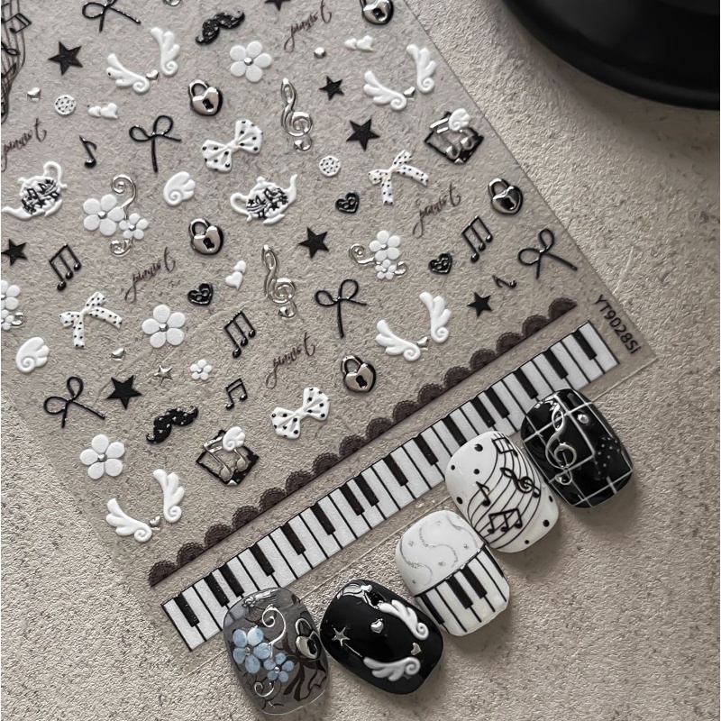 Czarne Białe Naklejki na Pazno – Musical Instrument Painting recenzja i cena